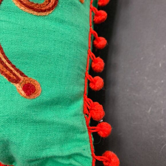 Karma Living Owl Fringe Throw Pillow 16x16 Green Background - Picture 4 of 8